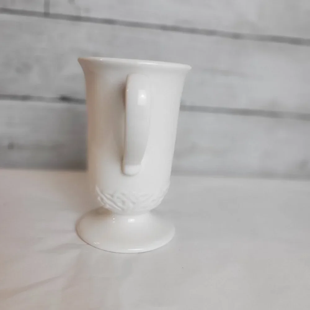 Vintage Russ Celtic Blessings Mug Stoneware Coffee White #29259 pedestal trinity